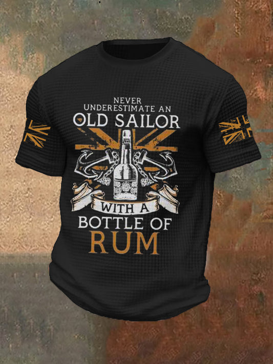 Men's Funny Rum Printed Waffle Tops