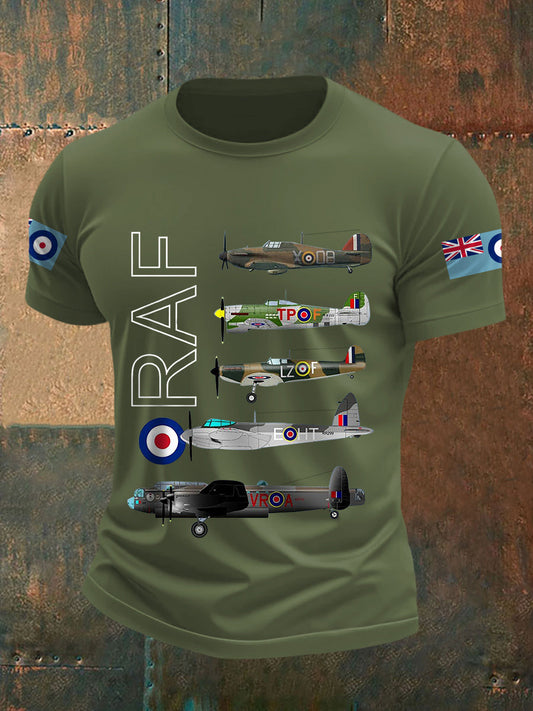 Men's Vintage WW2 Aircraft Lancaster Typhoon Hurricane Mosquito Casual Tee