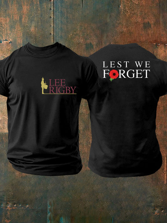 Men's Ribgy Lest We Forget Veteran Printed T-shirt