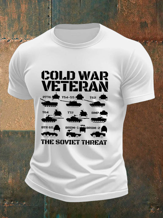 Men's British Veteran Imitation Cotton Short-Sleeved Printed T-shirt