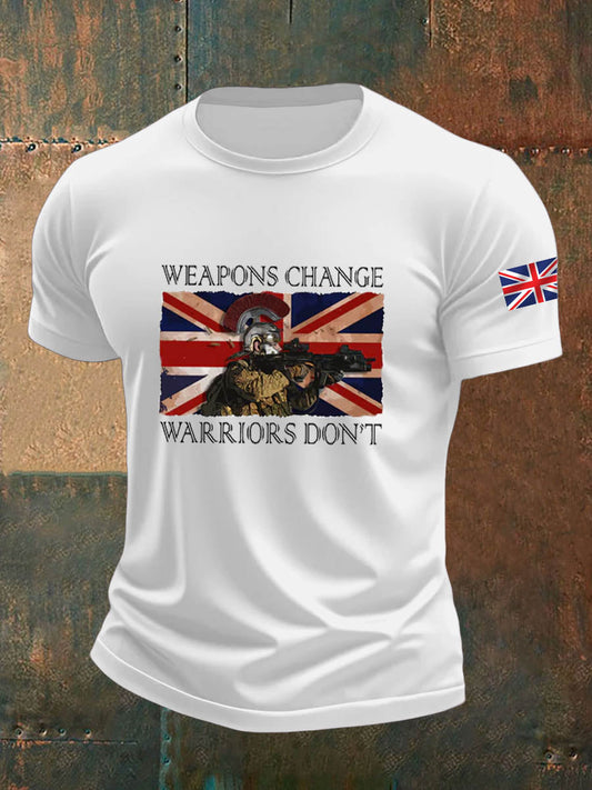 Men's British Veteran Imitation Cotton Short-Sleeved Printed T-shirt