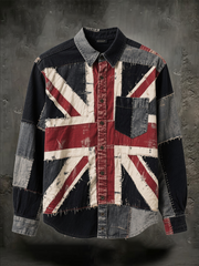 Unisex British Flag Patchwork Printed Shirt
