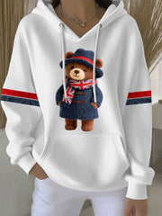 Women's British style Print Casual Hoodie