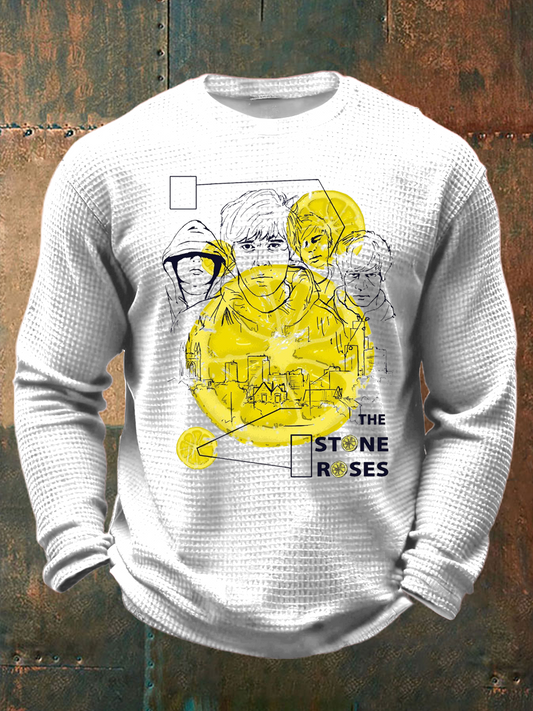 Men's Lemon Roses Music Lover Waffle Long Sleeve T-Shirt