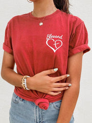 Women's Jesus Has My Back, Blessed Heart Cross T-shirt