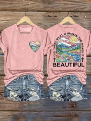 God Takes What is Broken And  Makes It BeauTiful  Print T-shirt
