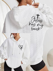 Women's Love Like Jesus Jesus Has My Back Casual Cable Hoodie