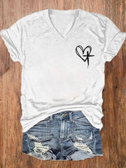 Women's Love Like Jesus Jesus Has My Back Print V-Neck T-Shirt