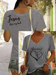 Women's jesus has my back reversible print t-shirt