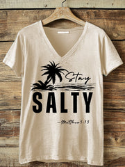 Women's Stay Salty Matthew 5:13 V-Neck T-Shirt
