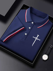 Men'S Classic Cross Print Polo Shirt