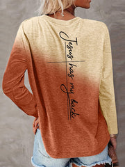 Women's Love Cross ''Jesus has my back'' Print Long Sleeve T-shirt