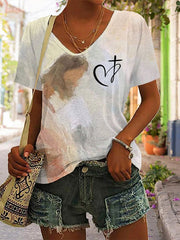 Womens Jesus has my back V-neck T-shirt
