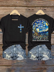 God Turns Broken Pieces Into Masterpieces  Print T-shirt