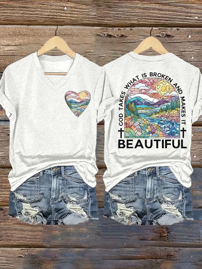 God Takes What is Broken And  Makes It BeauTiful  Print T-shirt