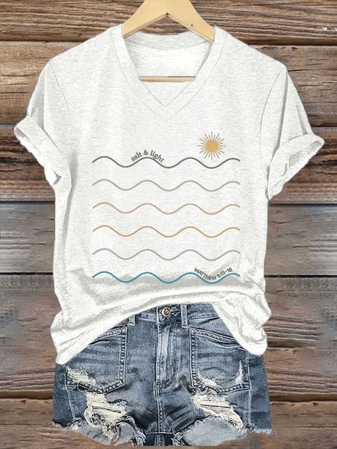 Women's Salt & Light Faith Print V-Neck T-Shirt