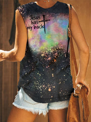 Women's Jesus Has My Back Tie-dye Sleeveless T-Shirt
