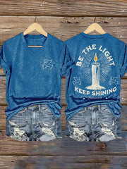 Be The Light Keep Shining   Print T-shirt