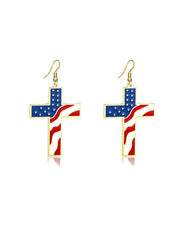 Independence Day Flag Cross Earrings
