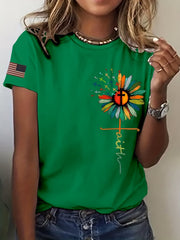 Women's Faith Sunflower Flag Print T-Shirt