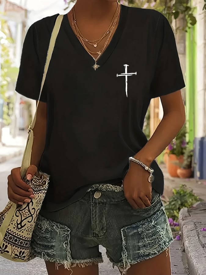 Women's Faith Cross Print T-Shirt