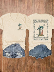 Women Christian Bible Quotes Print Short Sleeve T-Shirt