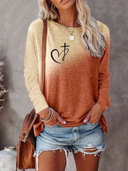 Women's Love Cross ''Jesus has my back'' Print Long Sleeve T-shirt