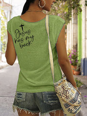 Women's Love Like Jesus Jesus Has My Back PINT Printed Vest