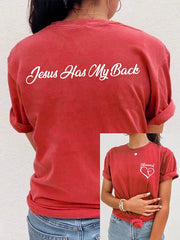 Women's Jesus Has My Back, Blessed Heart Cross T-shirt