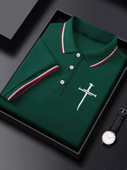 Men'S Classic Cross Print Polo Shirt