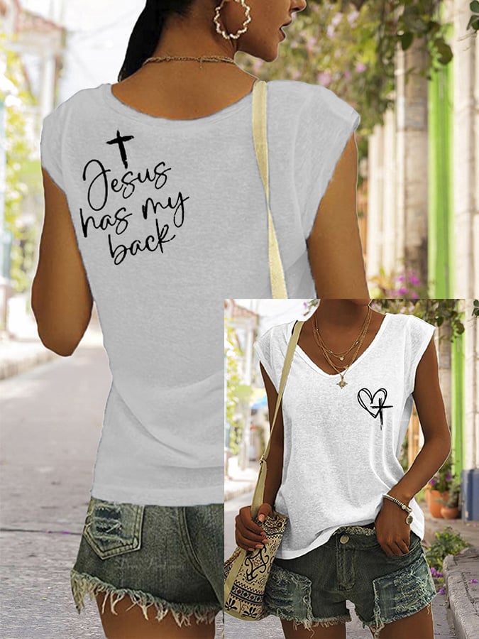 Women's Love Like Jesus Jesus Has My Back PINT Printed Vest