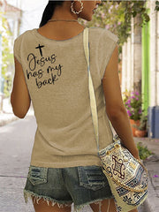 Women's Love Like Jesus Jesus Has My Back PINT Printed Vest