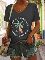 Women'S Casual Christian Scripture Graphic Print Short Sleeve T-Shirt