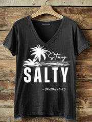 Women's Stay Salty Matthew 5:13 V-Neck T-Shirt