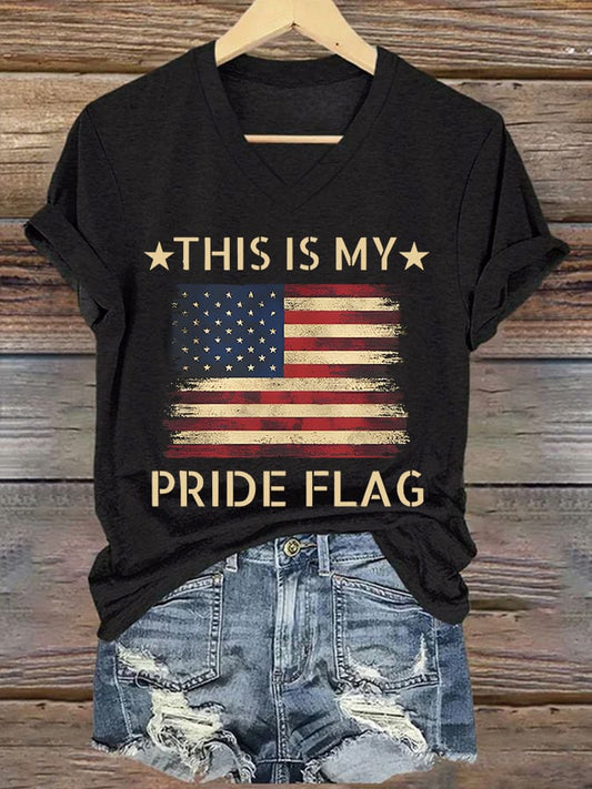 Women'S Casual Faith Flag Graphic Print Short Sleeve T-Shirt
