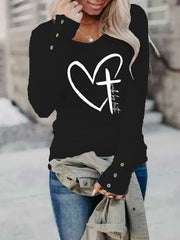 Women's Love Cross Walk By Faith Jesus Has My Back Print Button Top