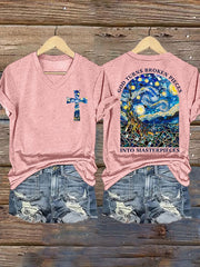 God Turns Broken Pieces Into Masterpieces  Print T-shirt