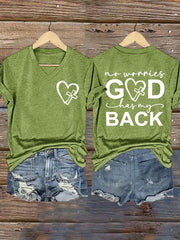 Women's Jesus Has My Back Printed T-Shirt