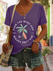 Women'S Casual Christian Scripture Graphic Print Short Sleeve T-Shirt