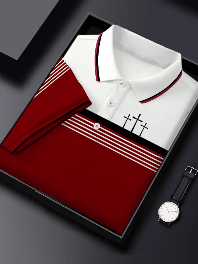 Men's Retro Faith  Casual Printed Polo Shirt