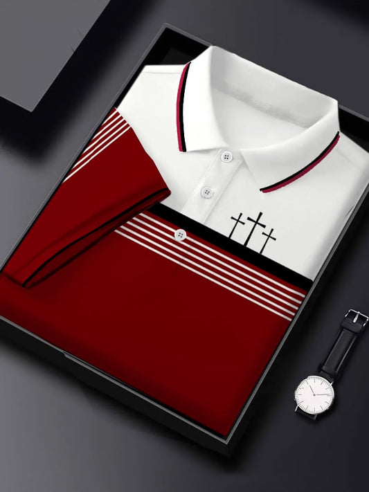Men's Retro Faith  Casual Printed Polo Shirt
