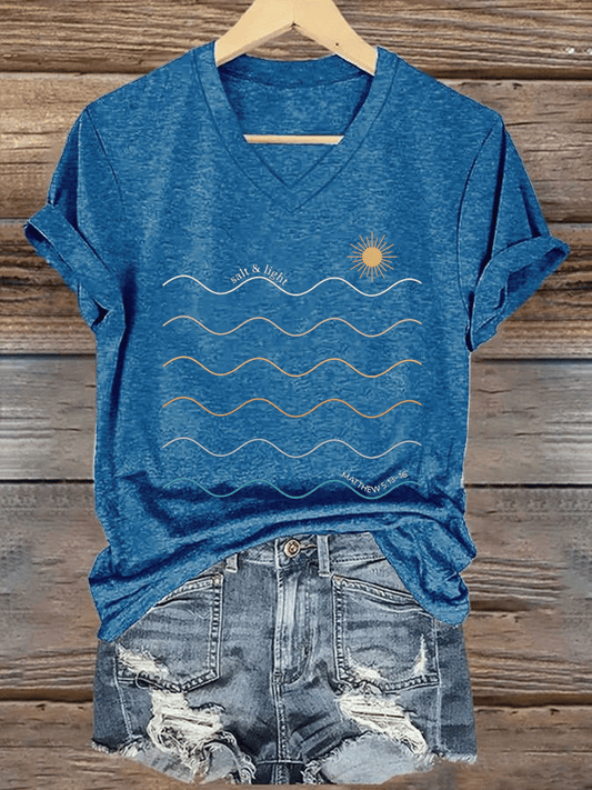 Women's Salt & Light Faith Print V-Neck T-Shirt