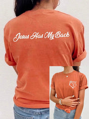 Women's Jesus Has My Back, Blessed Heart Cross T-shirt
