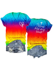 Women's Love Like Jesus Jesus Has My Back Print T-Shirt