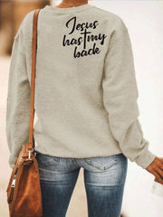Women's JESUS has my back Print Sweatshirt