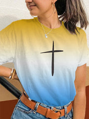 Women's Love Like Jesus Jesus Has My Back Print Crew Neck T-Shirt