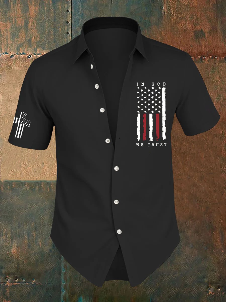 Men's In God We Trust Printed Short Sleeve Shirt