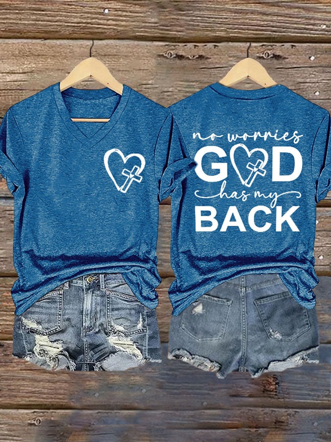 Women's Jesus Has My Back Printed T-Shirt