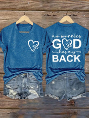 Women's Jesus Has My Back Printed T-Shirt