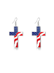 Independence Day Flag Cross Earrings